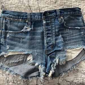 High Rise Jean Ripped Shorts